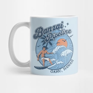 1970s Vintage Surfing Banzai Pipeline Oahu, Hawaii Retro Sunset // Old School Surfer // Surf Hawaii Mug